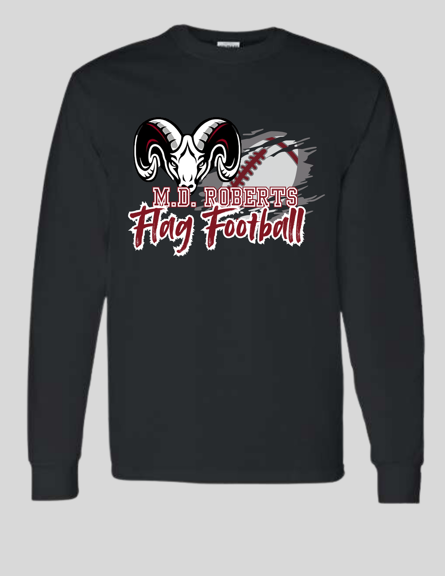 M.D. Roberts Black Long Sleeve Flag Football Tshirt