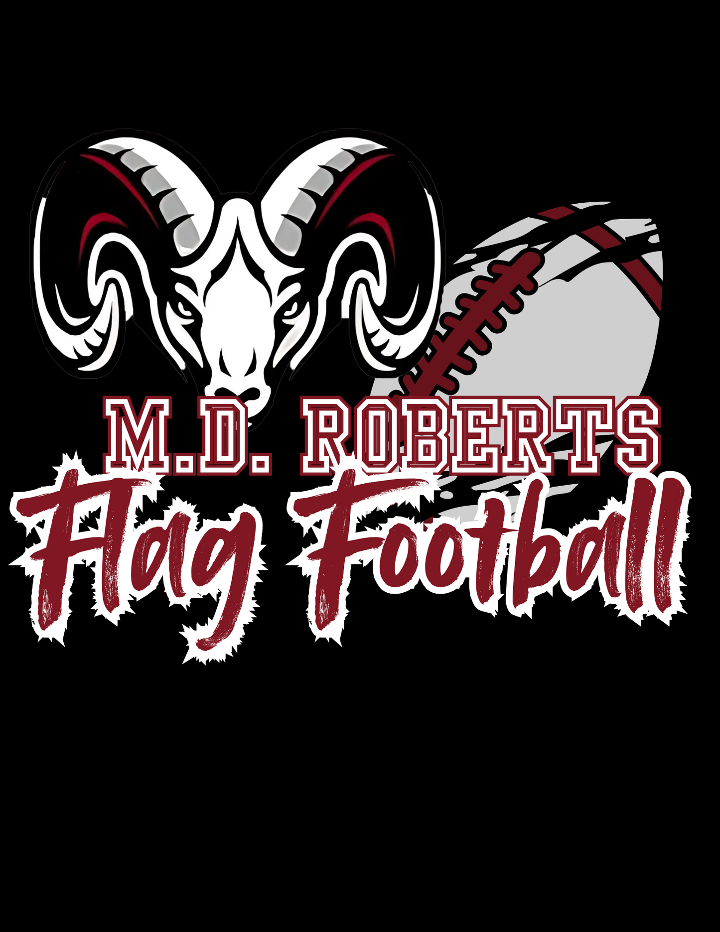 M.D. Roberts Black Long Sleeve Flag Football Tshirt